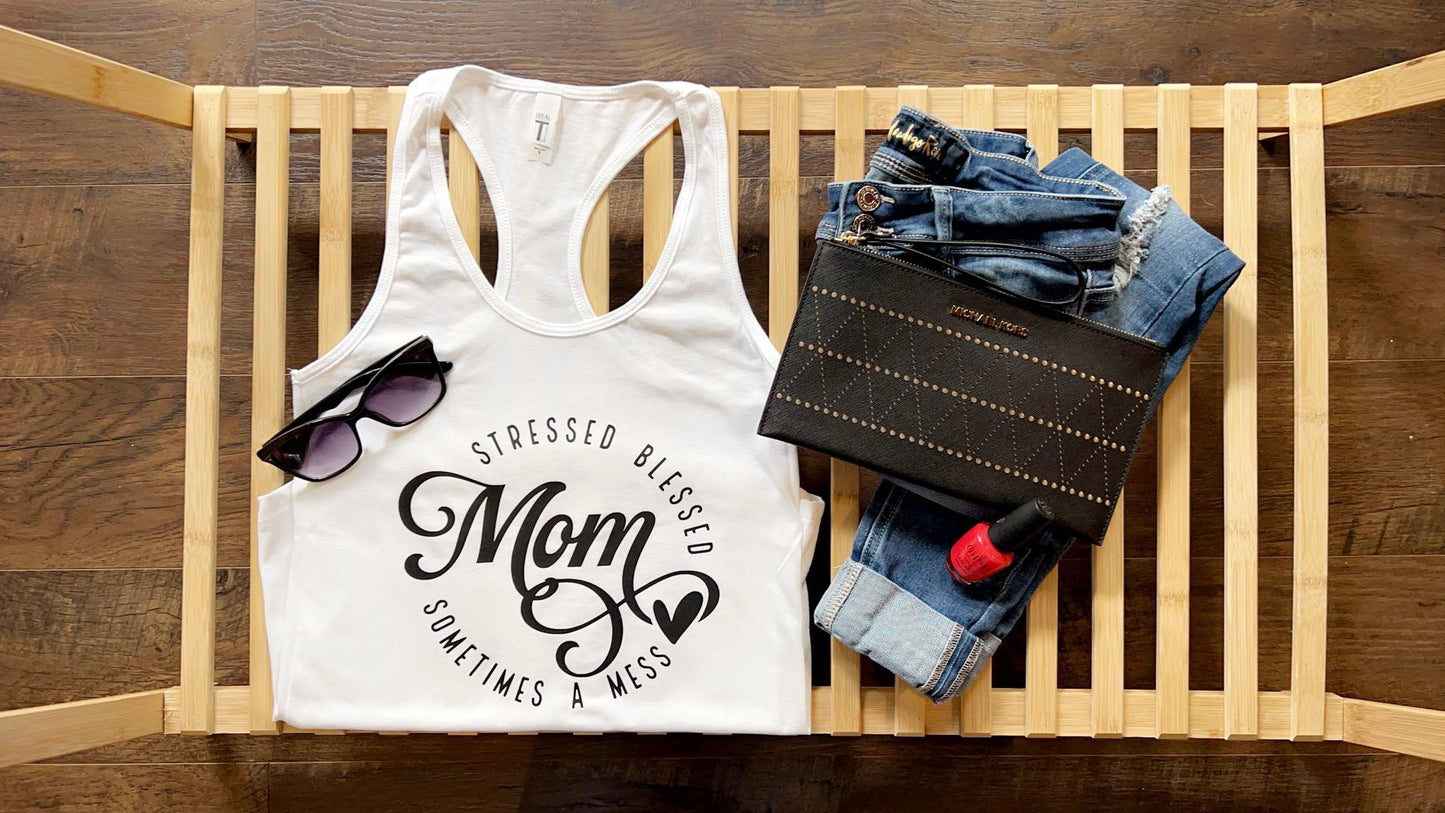 Stressed Blessed Mess Mom Tank Top