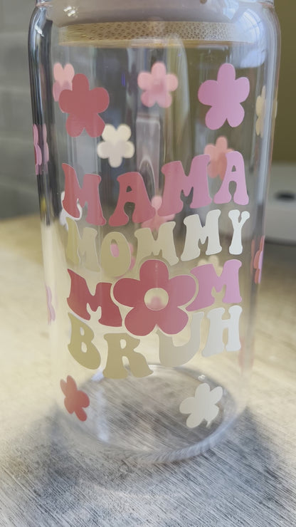 Elegant Floral Mom Coffee Glass Cup